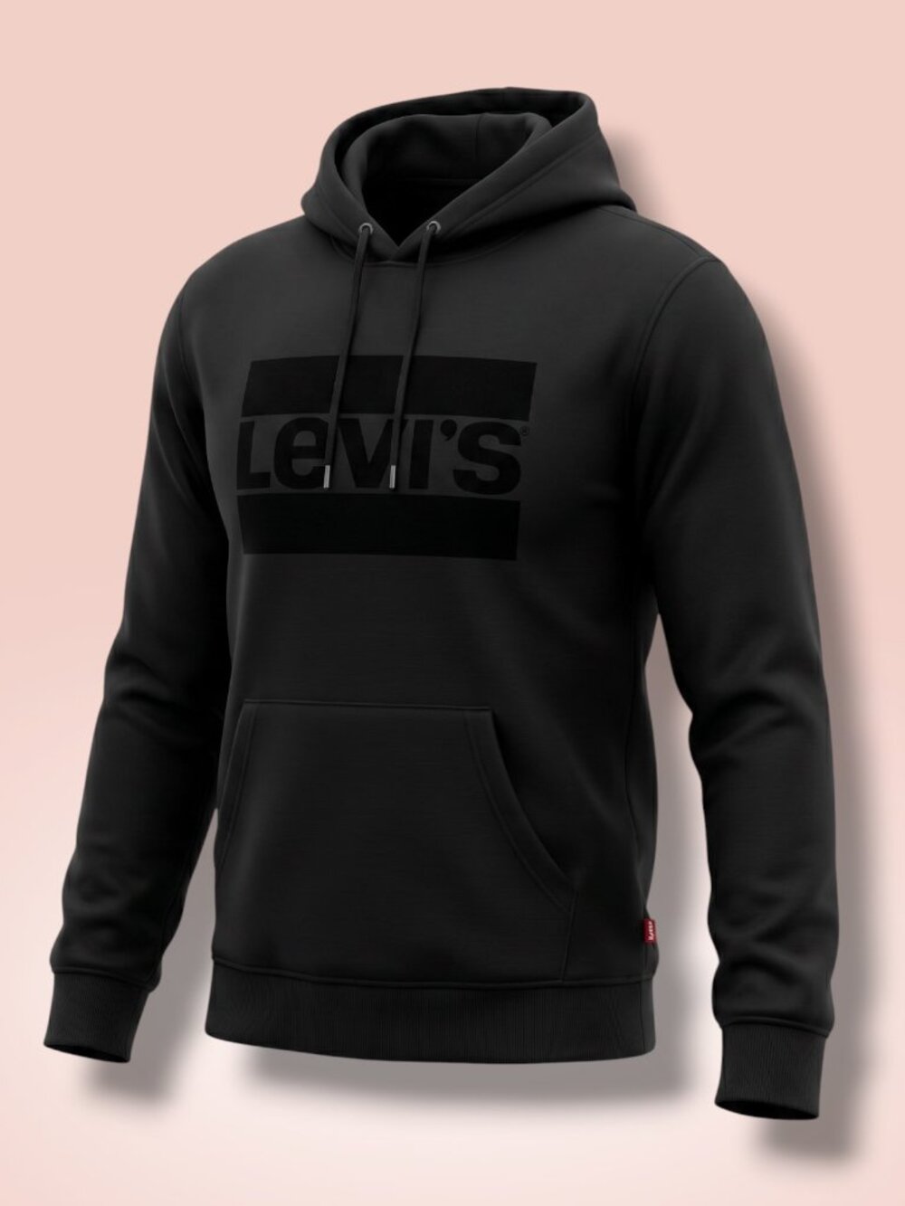 Levi's Men's Caviar Black Logo Graphic Pouch Pocket Hoodie L